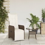 vidaXL Chaise inclinable de jardin avec coussins marron résine tressée