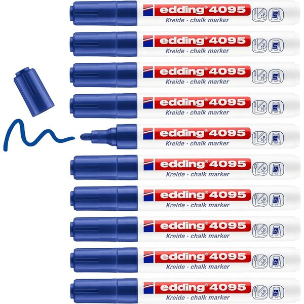 Marqueur craie liquide 4095 bleu 2-3 mm x 10 EDDING