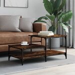 vidaXL Table basse chêne fumé 100x50 5x45 cm bois d'ingénierie