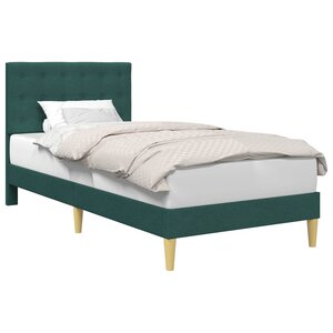 vidaXL Cadre de lit avec tête de lit Vert foncé 100 x 200 cm Tissu