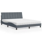 vidaXL Lit avec matelas gris foncé 160x200 cm velours