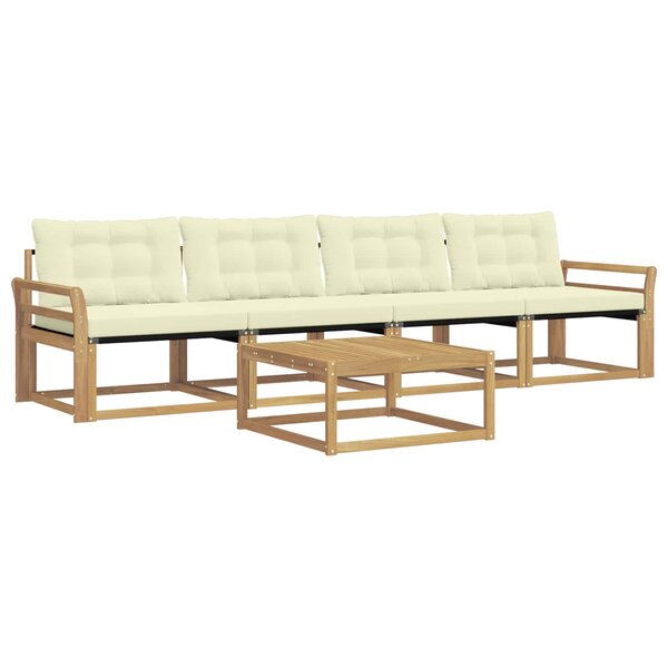 vidaXL Ensemble de canapés d'extérieur 5 pc Blanc et crème