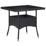 vidaXL Ensemble à manger de jardin 3 Pièces Résine tressée et verre Noir