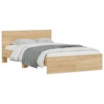 vidaXL Cadre de lit avec tête de lit et LED chêne sonoma 140x190 cm