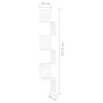 vidaXL Étagère d'angle murale Blanc 20x20x127 5 cm bois d’ingénierie