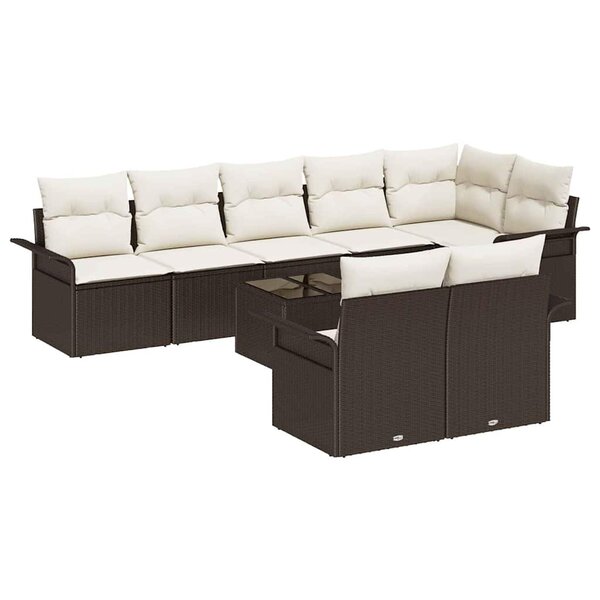 vidaXL Ensemble de canapés de jardin 8 pièces avec coussins gris en poly rattan