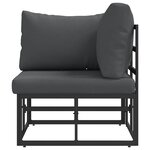vidaXL Mobilier de jardin avec coussin avec oreiller Noir Aluminium