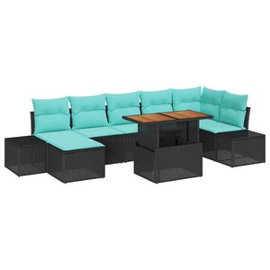 vidaXL Ensemble de canapé de jardin 8 Pièces Noir Poly rotin