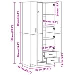 vidaXL Garde-robe Blanc 80x52x180 cm Bois d’ingénierie