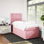 vidaXL Sommier à lattes de lit et matelas Rose 80x200 cm Velours