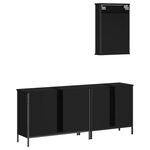 vidaXL Ensemble de meubles salle de bain 3 Pièces noir bois d'ingénierie