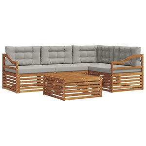 vidaXL Ensemble de canapés d'extérieur 5 pc Gris Naturel et Clair