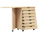vidaXL Cabinet roulant avec bureau avec roue MOSS Vernis transparent