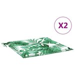 vidaXL Coussins de chaise lot de 2 motif de feuilles 50x50x4 cm tissu