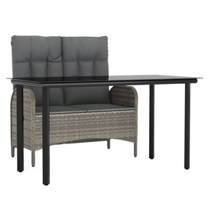 vidaXL Ensemble à manger jardin et coussins 2 Pièces gris rotin