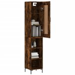vidaXL Buffet haut Chêne fumé 34 5x34x180 cm Bois d'ingénierie