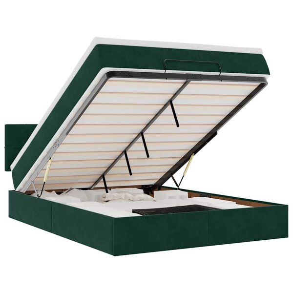 vidaXL Cadre de lit ottoman avec matelas vert foncé 140x190 cm velours