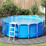 vidaXL Bâche de piscine gris clair Ø306 cm géotextile polyester