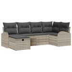 vidaXL Ensemble de canapé de jardin de 6 pièces avec coussins  gris clair  en poly rattan.