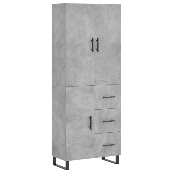 vidaXL Buffet haut Gris béton 69 5x34x180 cm Bois d'ingénierie