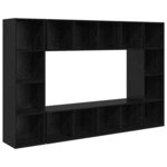 vidaXL Ensemble meuble TV Montage mural 4 Pièces Noir 37 x 37 x 142 5 cm