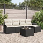 Ensemble de Canapé de Jardin vidaXL 5 Pièces avec Coussins en Rattan Poly Brown