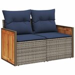 vidaXL Salon de jardin 8Pièces avec coussins gris résine tressée acacia