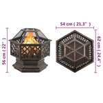vidaXL Foyer rustique avec tisonnier 62x54x56 cm XXL acier