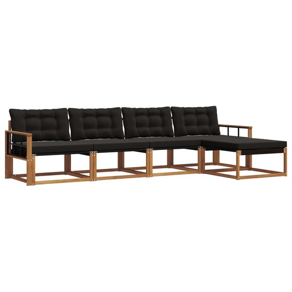 vidaXL Ensemble de canapés d'extérieur 5 pc Naturel et Noir