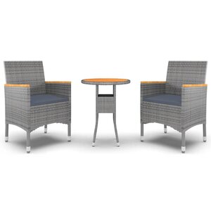 vidaXL Mobilier à dîner de jardin 3 Pièces Résine tressée Gris