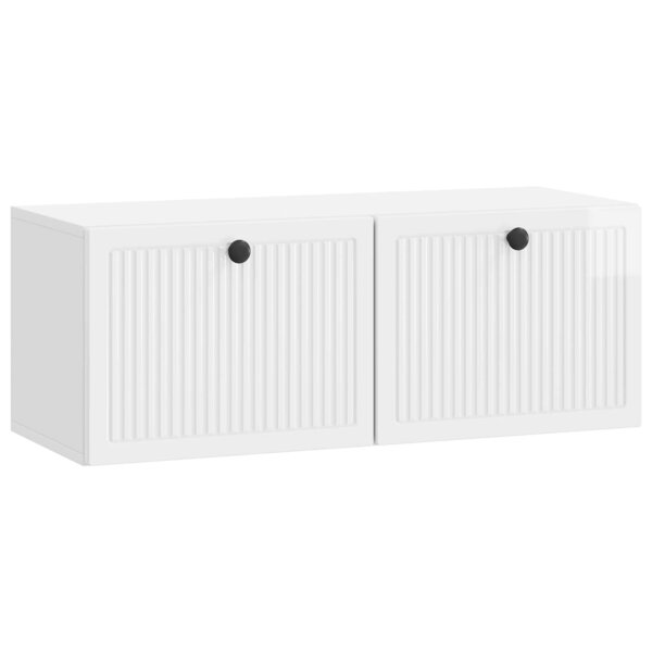 vidaXL Meuble TV mural Montage mural Blanc brillant 78 5 x 31 x 30 cm