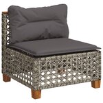 vidaXL Salon de jardin avec coussins 7 Pièces gris résine tressée