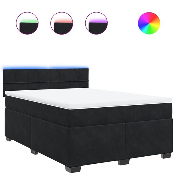 vidaXL Sommier à lattes de lit avec matelas Noir 140x190 cm Velours