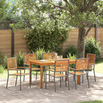 vidaXL Ensemble de salle à manger pour jardin 7 Pièces Gris Poly rotin