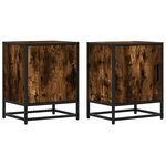 vidaXL Tables de chevet 2 Pièces chêne fumé bois d'ingénierie et métal