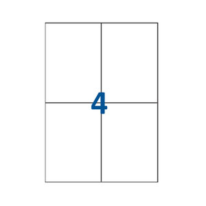 Lot de 1000 Planches étiquettes autocollantes blanches sur feuille A4 : 105 x 148 5 mm (4 étiquettes)