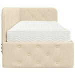vidaXL Cadre de lit d'angle avec matelas Crème 80 x 200 cm tissu