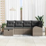 vidaXL Ensemble de canapé de jardin avec coussin 6 Pièces Gris Poly rotin