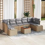 vidaXL Ensemble de canapé de jardin 8 Pièces Beige Poly rotin