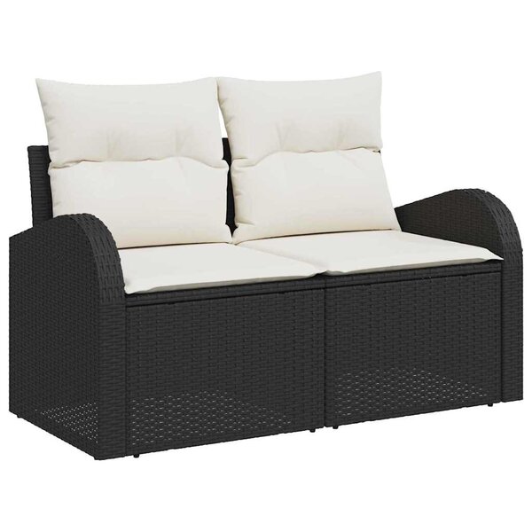 vidaXL Ensemble de canapé de jardin 6 Pièces Noir et blanc Poly rotin