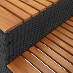 VidaXL Marche bain à remous noir 100x50x50 5cm polyrotin acacia massif