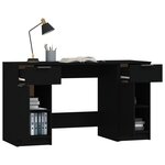 vidaXL Bureau avec armoire latérale Noir Bois d'ingénierie