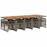 vidaXL Ensemble à manger de jardin 11Pièces avec coussins gris poly rotin