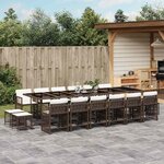 vidaXL Ensemble à manger de jardin et coussins 17 Pièces marron rotin