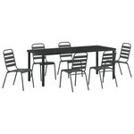 vidaXL Set de salle à manger de jardin 7 pièces Acier gris foncé