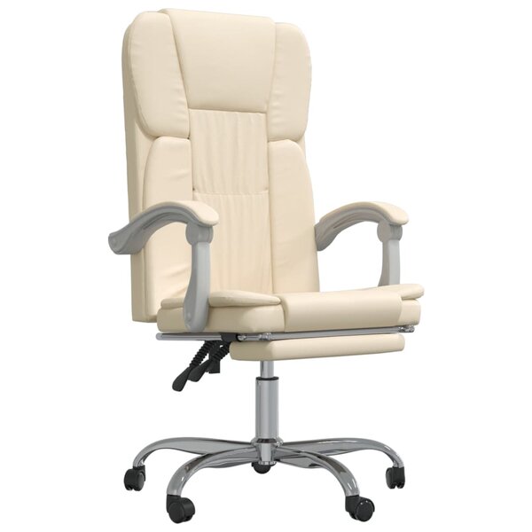 vidaXL Fauteuil inclinable de bureau Crème Similicuir
