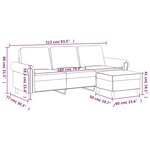 vidaXL Canapé à 3 places avec repose-pieds Bleu 180 cm Velours