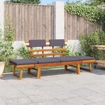vidaXL Chaise longue avec coussin 2-en-1 190 cm Bois solide d'acacia