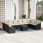vidaXL Ensemble de canapé de jardin 11 Pièces Noir Poly rotin