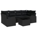 Ensemble de Canapés de Jardin de 7 Pièces avec Coussins Poly Rattan Noir